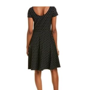 Leota Black Circle Pattern Midi Dress